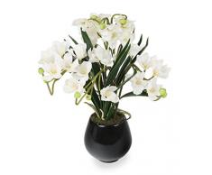 Closer 2 Nature Artificial Flower, Künstliche Dendrobium Orchidee im Deko Topf, 40 cm, weiß/schwarz