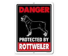 Honey Dew Gifts Rottweiler Schild Gefahr durch Rottweiler 22,9 x 30,5 cm Vorsicht vor Hund Achtung Metall Aluminium Blechschild, Beware of Dog Zeichen für Zaun