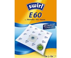 Swirl E 60 Staubsaugerbeutel für Electrolux Staubsauger, stabil und saugstark, 5 Beutel + 1 Filter