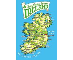 Schatzmix Greetings from Ireland Landkarte Irland Metal Sign deko Sign Garten Blech