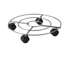 WAGNER Pflanzenroller Chrome Ø 35 cm I Pflanzenroller für Innenbereich, Chrom I Blumenroller aus verchromten Stahl I Kübelroller Silber-glänzend I Tragkraft 60 kg – 20093201