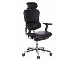 hjh OFFICE 652200 Bürostuhl Chefsessel ERGOHUMAN Leder, schwarz, viele individuelle Einstellmöglichkeiten, edles robustes Leder, Drehstuhl ergonomisch, verstellbare Armlehnen, Schreibtischstuhl