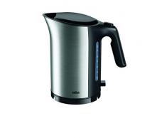 Braun WK5100BK Wasserkocher, Leistung 2200 W, 1,7 l, herausnehmbarer Kalkfilter, Deckel mit einfacher Öffnung, transparentes Wassermessgerät, Schwarz und Silber