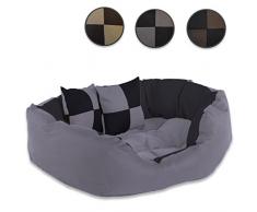 dibea 4-in-1 Hundebett, Hundekissen, Hundekörbchen mit Wendekissen, schwarz/grau, Größe S