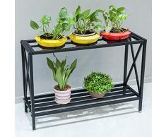 2-stöckige Eisen-Topfregale, Pflanzenständer, Pflanzenregal, Blumenregal, Aufbewahrungsregal, für draußen, drinnen, Balkon, 67,7 x 22,9 x 69,8 cm