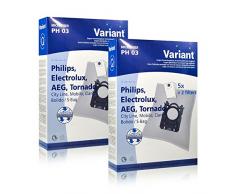 2x Variant PH03 Microvlies Staubsaugerbeutel + Microfilter für Philips, AEG, Electrolux