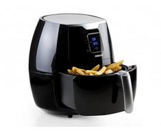 Domo Deli-Fryer Airfryer Heißluftfritteuse XXL Fritteuse 5,5 l DO513FR, Metall antihaftbeschichtet, Schwarz, Silber