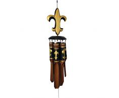 Cohasset Gifts 112 Cohasset Fleur De Lis Windspiel, Bambus, Schwarz/goldfarben
