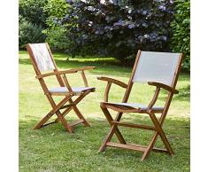 Holz Dessus Bois Dessous 2 Klappsessel aus Akazienholz und Textilien, 2 Stück