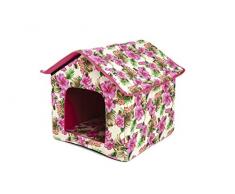 Ferribiella Korb Haus Canvas Frangipani für Hunde 45 x 47 x 46 cm