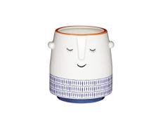 Kitchen Craft Decorative Sleepy Face Design Kleiner Blumentopf für den Innenbereich, blau/weiß, 11,5 x 12 cm