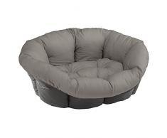 Ferplast Sofà Cushion 2 Kissen für Haustiere, gepolsterter Bezug für Kunststoff-Hundekorb, weiche waschbare Baumwollpolsterung, verstellbar mit Gummizug, 52 x 39 x 21 cm, braun