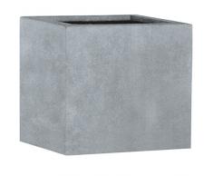 Esteras 800045 Blumenkübel quadratisch für den Garten, Blei-Optik, 27 x 27 x 27 cm, Fiberglas, Lead, Lisburn