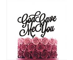 Hochzeit Kuchen Topper, God Gave Me Sie, Tortendekoration, Kuchendekoration, Tortenaufsatz Hochzeit, Kuchen Topper, Birthday Cake Topper, Happy Birthday Kuchen Topper width 7 silber