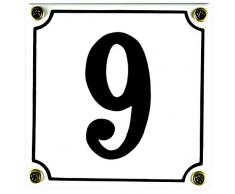 Buddel Bini Wetterfestes Emaille Hausnummernschild 9 12 x 12 cm, sofort lieferbar, weiß