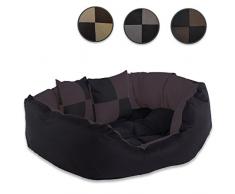 dibea 4-in-1 Hundebett, Hundekissen, Hundekörbchen mit Wendekissen, schwarz/braun, Größe S