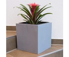 Pflanzkübel Blumenkübel Pflanztopf Blumentopf Fiberglas Quadrat LxBxH 30x30x30cm grau.