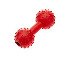 Classic Pet Products Hundespielzeug, aus Gummi, Modell Kurzhantel mit Noppen und Glocke, 110 mm, Rot