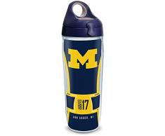 Tervis 1324873 Michigan Wolverines Spirit Isolierbecher mit Wrap und marineblauem Reisedeckel, 473 ml, Tritan, transparent marineblau, mit grauem Deckel 24 oz farblos
