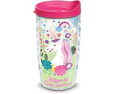 Tervis 1316645 Isolierbecher mit Einhorn-Motiv und Deckel, 284 ml, gewellt, Tritan, transparent Fuchsia Lid 10 oz Wavy - Tritan farblos