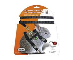 ICA DA1023 Set mit Geschirr und Gurt für Zwerghasen, Schwarz