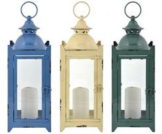 Esschert Design Laterne in 3 Farben M aus Eisen und Glas,14,5 x 15,4 x 38,6 cm