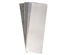 Rayher 31439000 Verzierwachs, Silber-Töne, Set 4 Verzierwachsplatten, je 20 x 6,5 cm, Wachs zum Kerzen verzieren, Kerzenwachs, Wachsfolie
