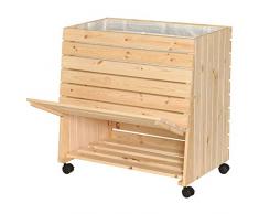 WAGNER Mobiles Hochbeet GreenBOX (Größe XL; Massivholz Natur; 79 x 80 x 53/43cm; Rollen; inkl. Pflanztasche) 25014101