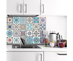 Ambiance-Live 24 Aufkleber Fliesen | Sticker Selbstklebend Fliesen - Mosaik Fliesen Wandtattoo Badezimmer und Küche | Fliesen Kleber - Patchwork - 10 x 10 cm - 24-teilig