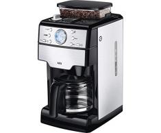 AEG KAM 400 Kaffeemaschine (Integriertes Mahlwerk, 9 Mahlgradeinstellungen, programmierbarer Timer, Kaffeepulver oder Kaffeebohnen, Aroma-Funktion, 1,25 l, Sicherheitsabschaltung, Edelstahl/schwarz)