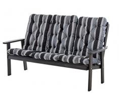 Ambientehome 90336 3-er Bank Gartenbank Holzbank Loungebank Massivholz Hanko Maxi, taupegrau mit Kissen, schwarz / grau