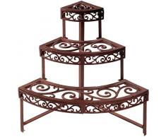 Esschert Design Blumentreppe Gußeisen Ecke 1/4-rund, braun, 49x49x65.5 cm, BPH32