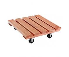 WAGNER Pflanzenroller - Toscana - Kiefer geriffelt, FSC Terracotta lasiert, 38 x 38 x 10,4 cm, Tragkraft 150 kg - 20016201