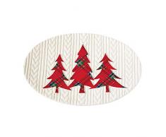 Mud Pie 4074145 Servierplatte mit Zopfmuster, Einheitsgröße, Weiß/Rot