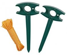 Windhager Pflanzenrichtschnur Set, Pflanzleine, Pflanzschnur, Setzhilfe, Richtschnur Garten, 15m, 07101, grün