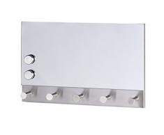 Wenko 50414100 Hakenleiste Mirror - 5 Haken, magnetisch, Gehärtetes Glas, 19 x 30 cm, silber