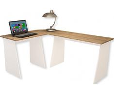 VCM Eckschreibtisch Schreibtisch Büromöbel Computertisch Winkeltisch Tisch Weià / Sonoma-eiche 74 x 135 x 105 Masola