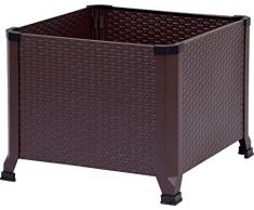 dobar Quadratisches Rattan-Optik Gr. M, Pflanzbeet aus kaltgewalztem Stahl, 45 x 45 x 36,8 cm, Dunkelbraun Hochbeet, 45cm x 45cm