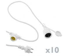 PrimeMatik GI09-VCES Lichterkette mit 20 Lampen mit Fassung E27 außen IP64 Elektrisches Kabel 20 m ausziehbar Weiß (GI09)