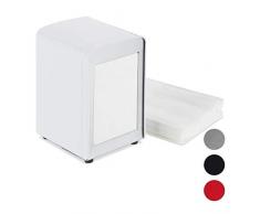 Relaxdays Serviettenspender Retro, Metall, kleine Serviettenhalter für Eisdiele, Café, Bistro, HBT: 15x9,5x11, weiß