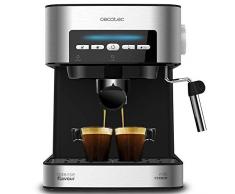 Cecotec Kaffeemaschine Power Espresso 20 Matic. für 1-2 Tassen,20 bar, 15 L,Siebträger mit Doppelauslauf, Milchaufschäumdüse, Tassenabstellfläche, 850 W, edelstahl