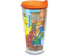 Tervis 1300736 Sesamstraße Isolierbecher mit Wickel und orangefarbenem Deckel Orangefarbener Deckel 24 oz - Tritan farblos