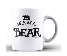 Shop4Ever Kaffeebecher mit Mama-Bär-Motiv, Keramik, Geschenk zum Muttertag 11 oz. weiß