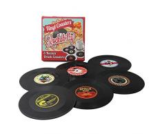 Untersetzer Set 6 bunt retro Vinyl Record Disk Untersetzer für Getränke mit Funny Etiketten – Desktop Schutz Verhindert Möbel Beschädigungen – Tischplatte Drink Untersetzer