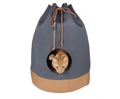 District 70 5007 CASA - Katzenhöhle, Katzenbett, Katzenkorb - Herausnehmbar Kissen - 40 x 40 x 60 cm - Cognac, Einheitsgröße