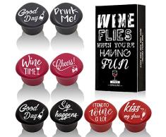 Whaline 8 Pack Weinflaschenverschlüsse und Geschenkbox, Wiederverwendbare Silikonverschlüsse, Flaschenverschlüsse mit Einem Lustigen Spruch für Weingetränke und Bierflaschen (Lila,Rot,Grau,Schwarz)