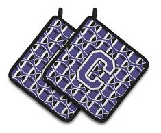 Caroline s Treasures Buchstabe C Fußball Violett & Weiß Paar Topflappen cj1068-cpthd, 7.5hx7.5 W, multicolor