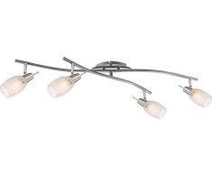 Strahler nickel matt, chrom, opal satiniert mit Muster, beweglich, LxBxH:900x500x175, exkl. 4xE14 40W 230V