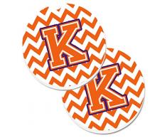 Caroline s Treasures Buchstabe K Chevron orange & Kronjuwelen Set von 2 Tasse Halterung Auto Untersetzer cj1062-kcarc, 2,56, multicolor