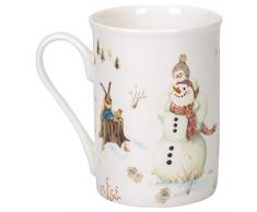 Kaffeetasse mit Schneemann-Motiv, feines Porzellan, 340 ml